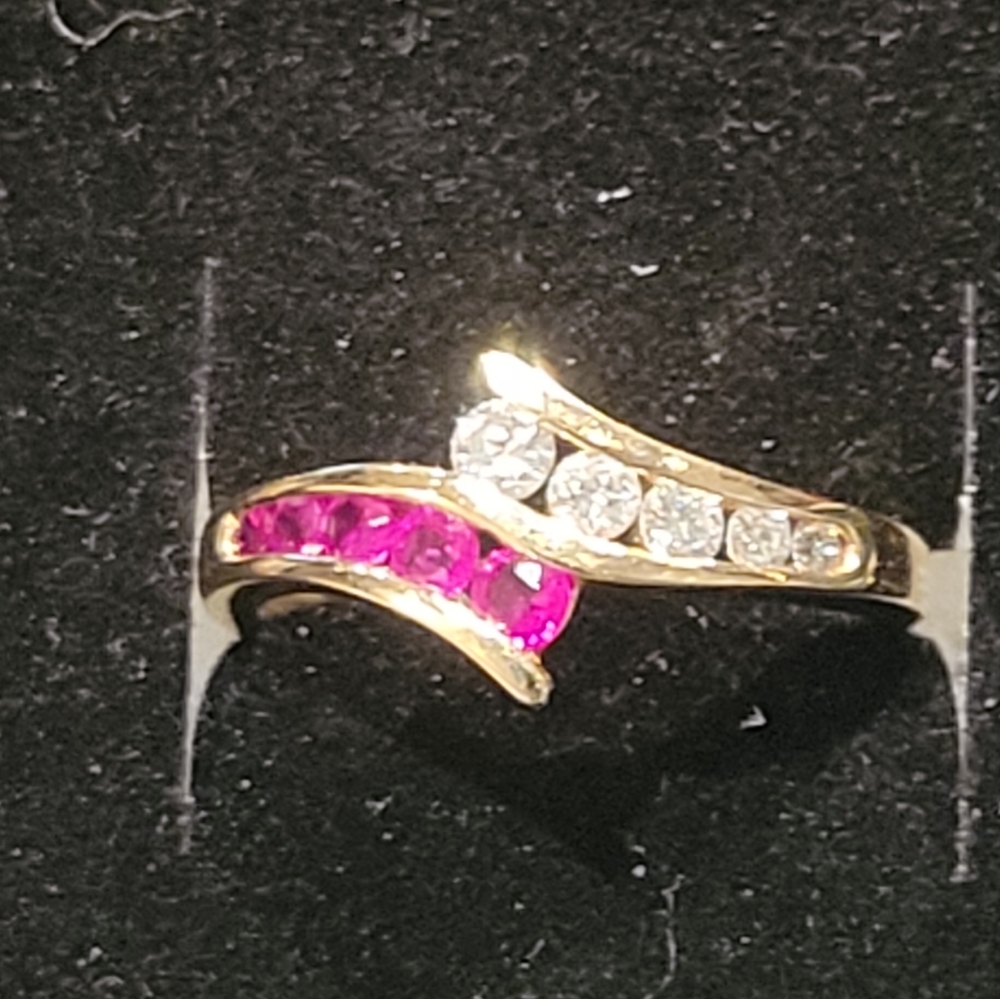 Ruby And Diamond Bypass Ring - image 1
